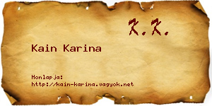 Kain Karina névjegykártya